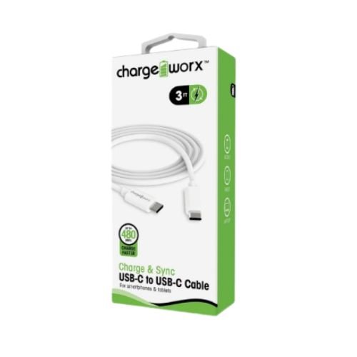Diseño sin título (99) Cable tipo C a tipo C ChargeWorx CX4627WH
