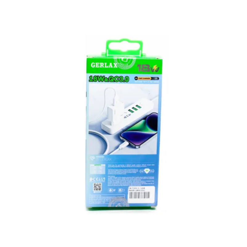 Transformador p/celular Gerlax GA-39M micro USB 3A 18W