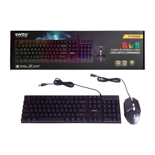 Teclado y mouse ewtto ET-M3534 LED-RGB