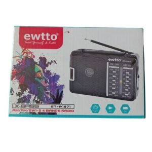 Diseño sin título (10) MP3 Bluetooth ewtto ET-R1671 Radio, radio de 4 bandas, compatibilidad FM,AM,SW1-2, antena externa, corriente funcional de 3V, el paquete contiene el producto y AC cable de carga.