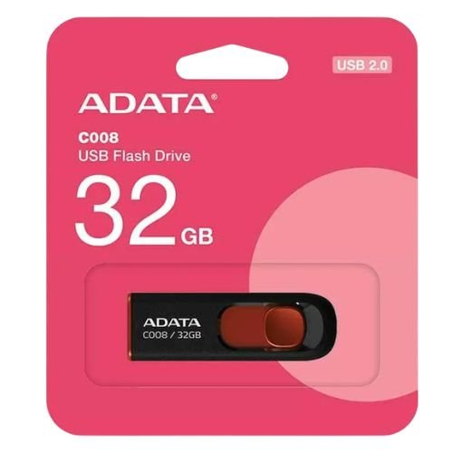MEMORIA USB 32GB. ADATA C008 NEGRO-ROJO